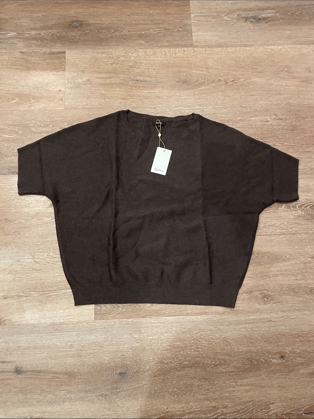 Quince Brown Short-Sleeve Crewneck Sweater